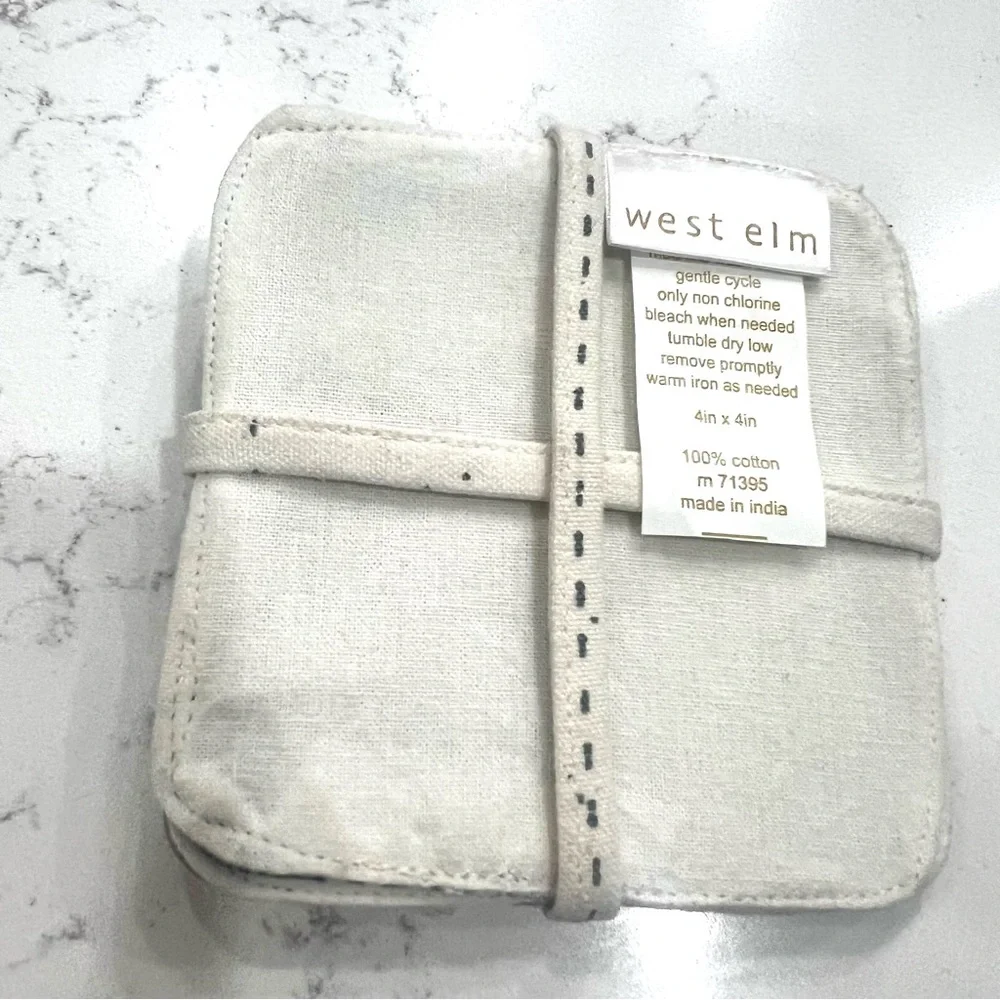 West Elm Snakeskin Printed Cotton Square 4” Coaster Set of 4
